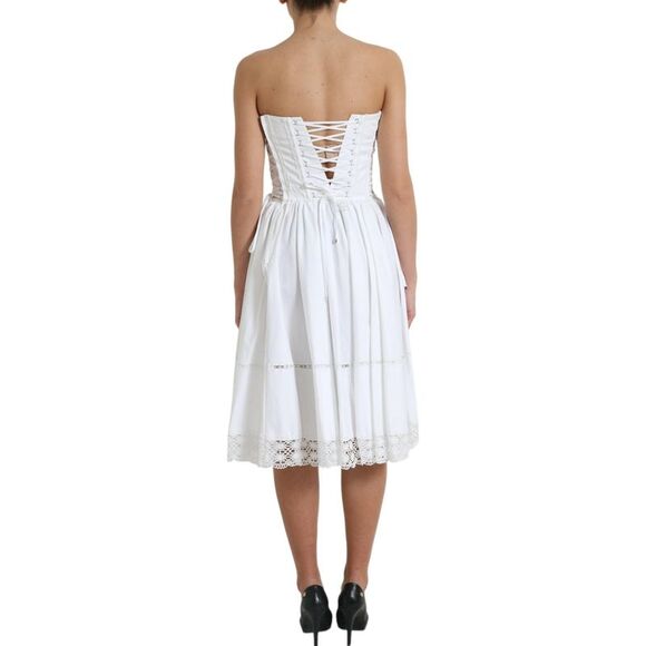Dolce & Gabbana Cotton Gabardine Corset Dress with Lace-Up Closure - Picture 3 of 6
